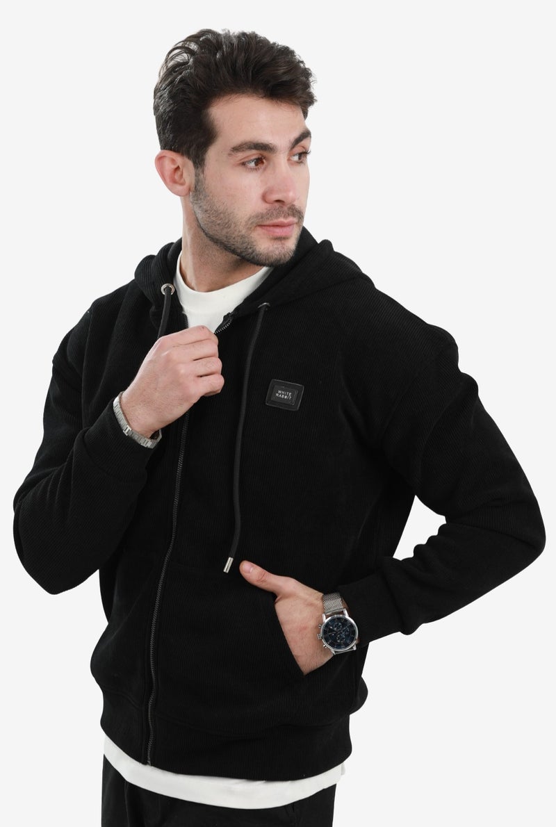 وايت رابيت هودي رجالي أساسي من وايت رابيت مبطن بفرو داخلي بسحاب كامل - Image 3